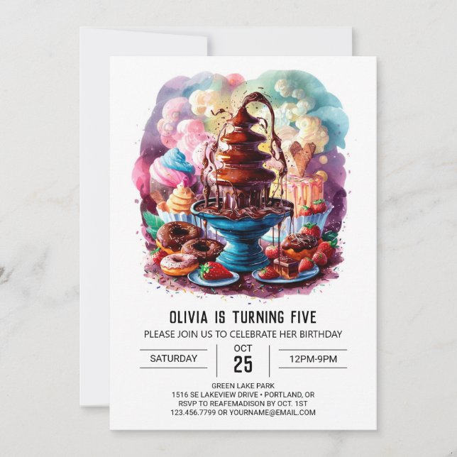 Colorful Children's Chocolate Birthday Invitation (Front)