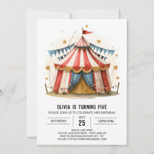 Colorful Children's Magic Circus Birthday Invitation