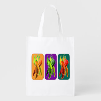 Colorful Chili Peppers Grocery Bag
