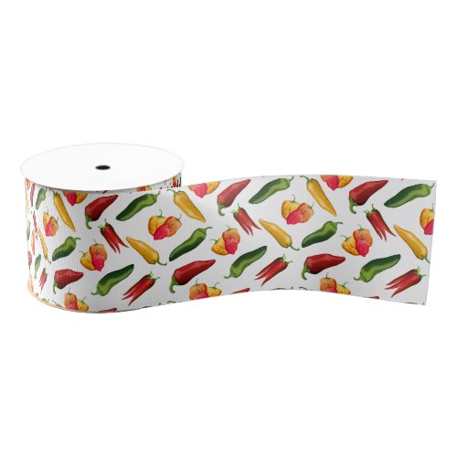 Colorful chili peppers   grosgrain ribbon
