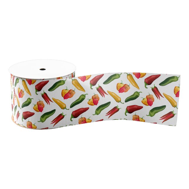 Colorful chili peppers   grosgrain ribbon (Spool)
