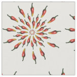 Colorful chili peppers mandala art fabric