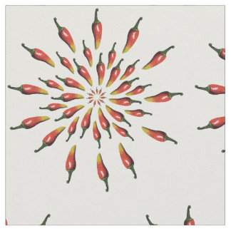 Colorful chili peppers mandala art fabric