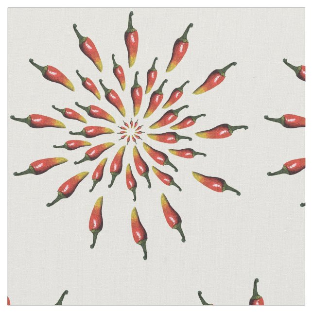 Colorful chili peppers mandala art fabric (Close Up)
