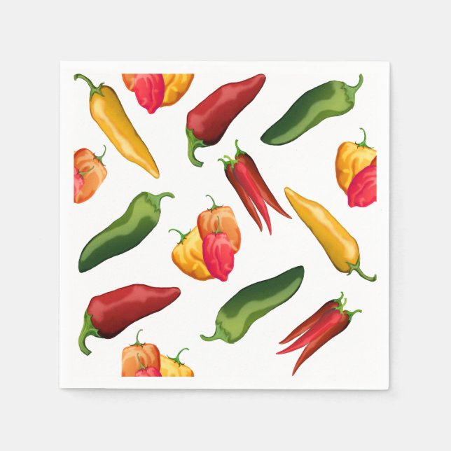 Colorful Chili peppers Napkins (Front)