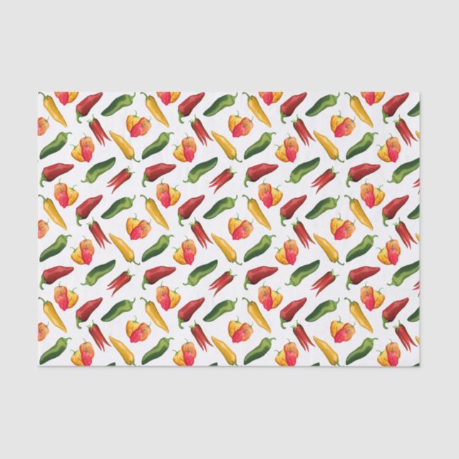 Colorful Chili peppers Tissue Paper (Front)