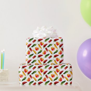 Colorful Chili Peppers Wrapping Paper by stickywicket at Zazzle