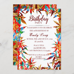 Colorful Chinese Auspicious Cloud Dragon Birthday Invitation