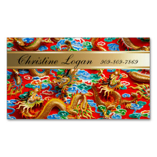 Colorful Chinese Auspicious Cloud Dragon Design Business Card Magnet