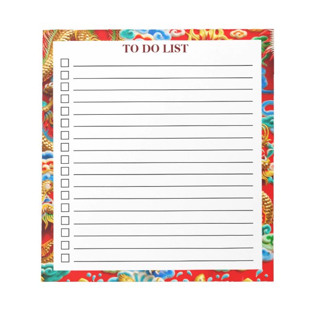 Colorful Chinese Auspicious Cloud Dragon Design Notepad (Front)