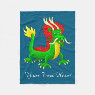 Colorful Chinese Dragon Fleece Blanket