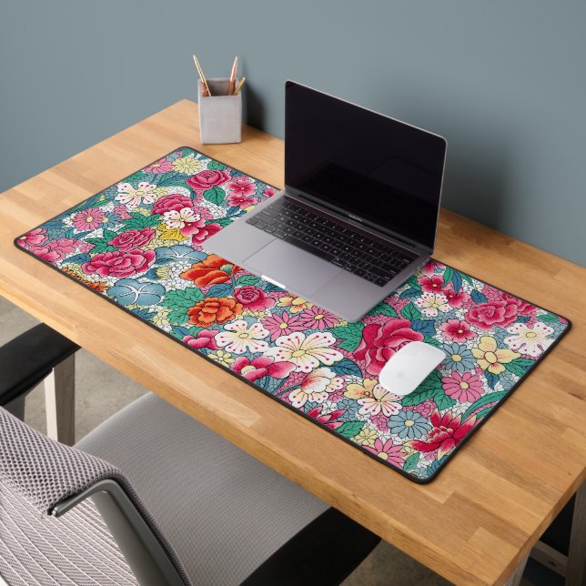 Colorful Chinese Floral Pattern Desk Mat (Office 2)