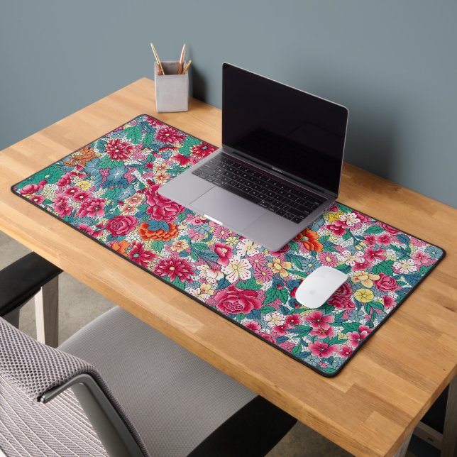 Colorful Chinese Floral Pattern Desk Mat (Office 2)