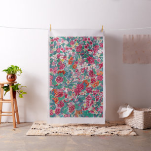 Colorful Chinese Floral Pattern Fabric