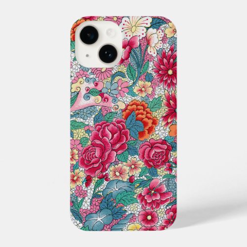 Colorful Chinese Floral Pattern iPhone 14 Case