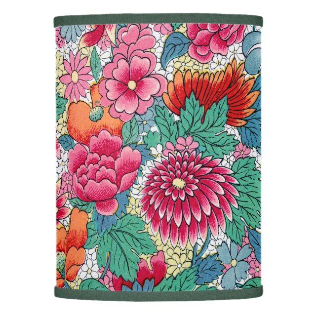 Colorful Chinese Floral Pattern Lamp Shade (Front)