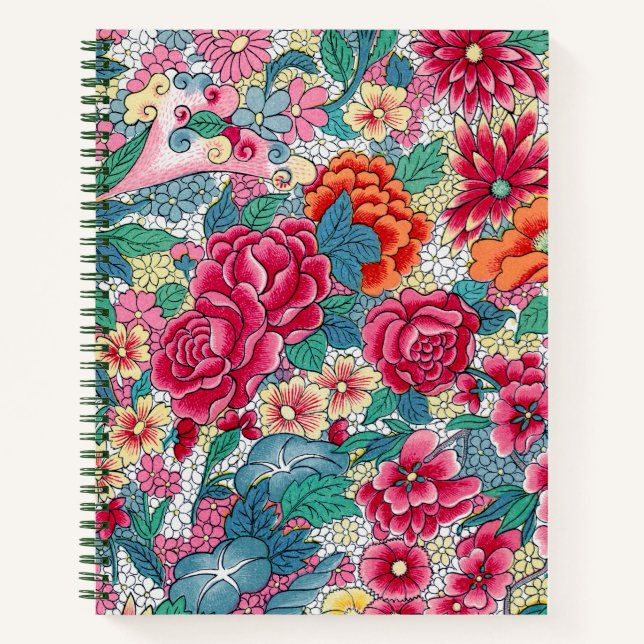 Colorful Chinese Floral Pattern Notebook (Front)