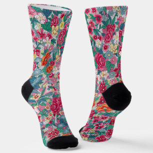 Colorful Chinese Floral Pattern Socks