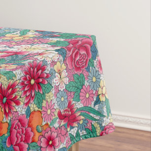 Colorful Chinese Floral Pattern Tablecloth
