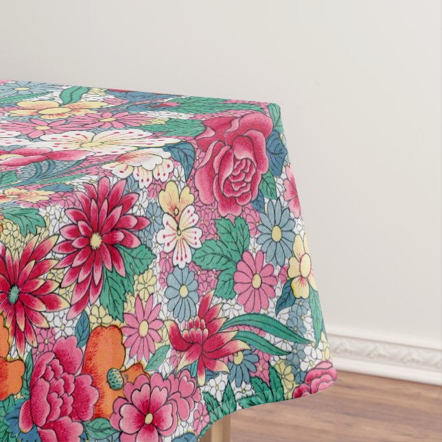 Colorful Chinese Floral Pattern Tablecloth (In Situ)