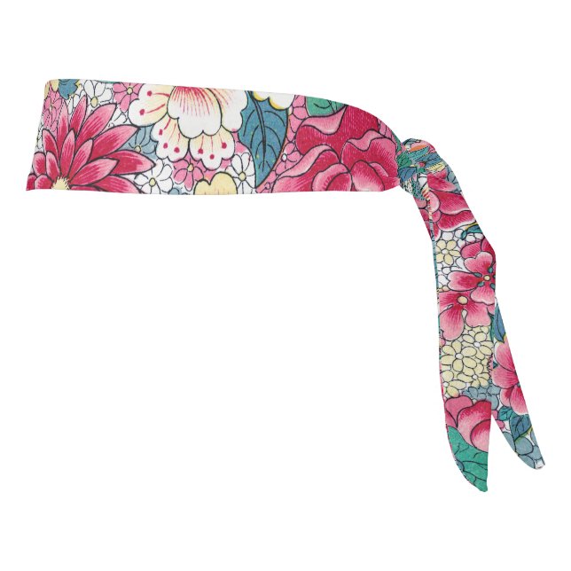 Colorful Chinese Floral Pattern Tie Headband (Rotate 90)