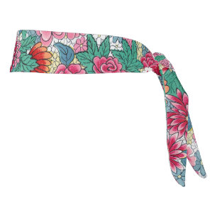 Colorful Chinese Floral Pattern Tie Headband