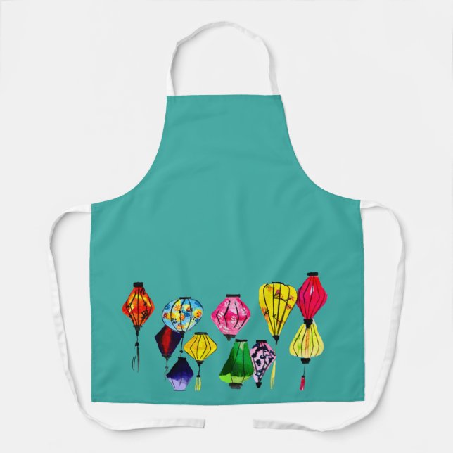 Colorful Chinese lanterns art Apron (Front)