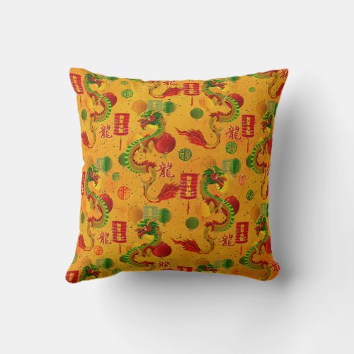 Colorful  Chinese New year of the Dragon 2024 Throw Pillow