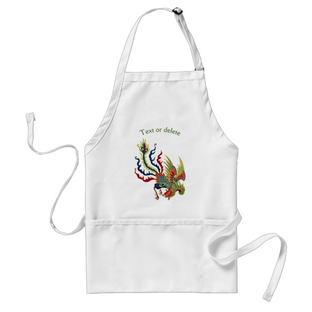 Colorful Chinese Rooster Art Personalized Adult Apron (Front)
