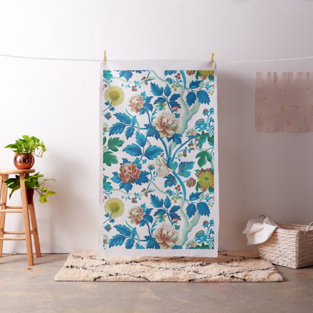 Colorful Chinoiserie Traditional Floral Pattern Fabric (In Situ)