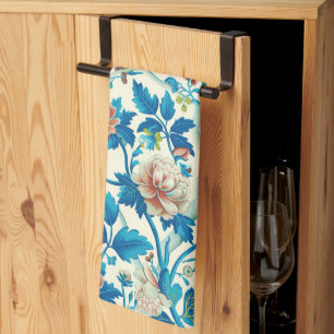 Colorful Chinoiserie Traditional Floral Pattern Kitchen Towel