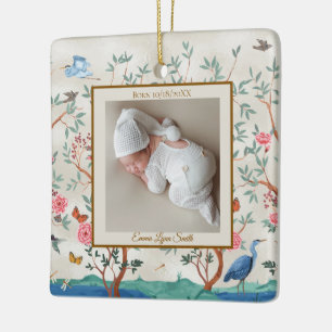 Colorful Chinoiserie with Picture Frame  Ceramic Ornament