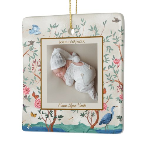 Colorful Chinoiserie with Picture Frame  Ceramic Ornament
