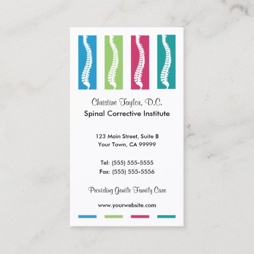 Customizable Colorful Chiropractic Business Cards