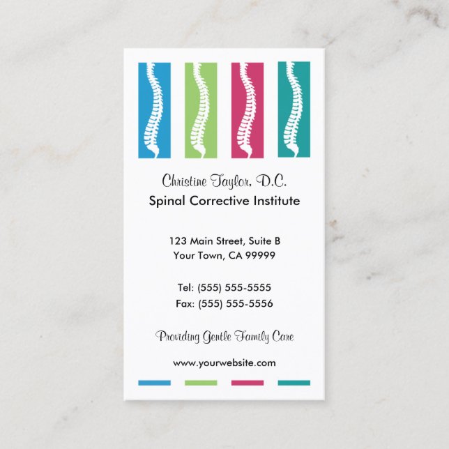 Colorful Chiropractic Business Cards (Front)