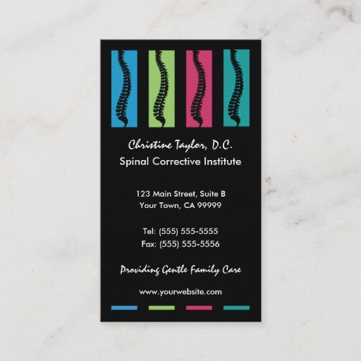 Customizable Colorful Chiropractic Business Cards