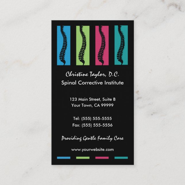 Colorful Chiropractic Business Cards (Front)