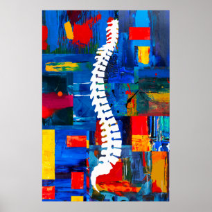 Colorful Chiropractic Spine Poster Painting Left L