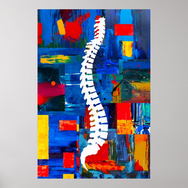 Colorful Chiropractic Spine Poster Painting Left L (Front)