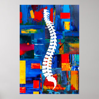 Colorful Chiropractic Spine Poster Painting Right