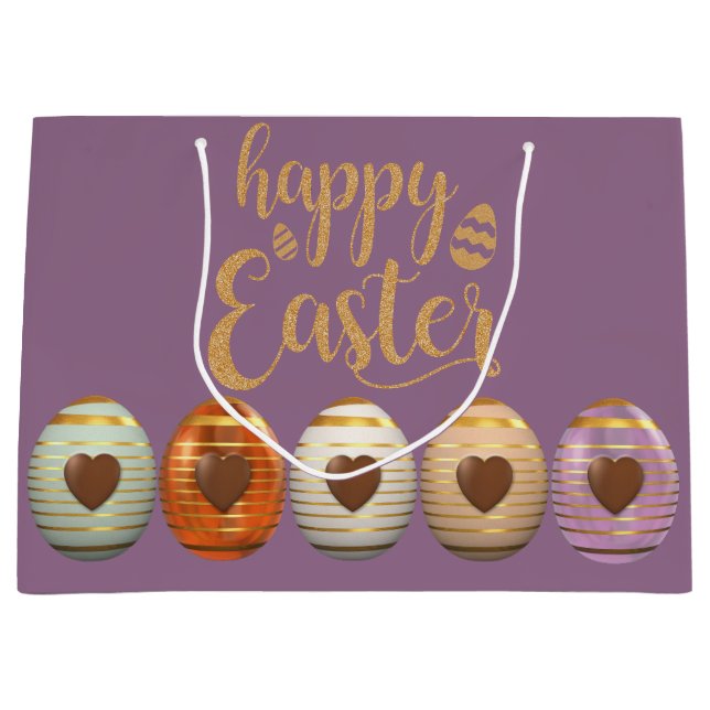 Colorful Chocolate Easter Eggs Large Gift Bag (Front)