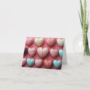 Colorful Chocolate Hearts Valentine's Greeting Card