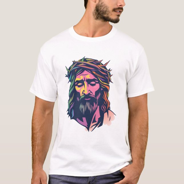 Colorful Christ: Jesus with Crown of Thorns Tee (Front)