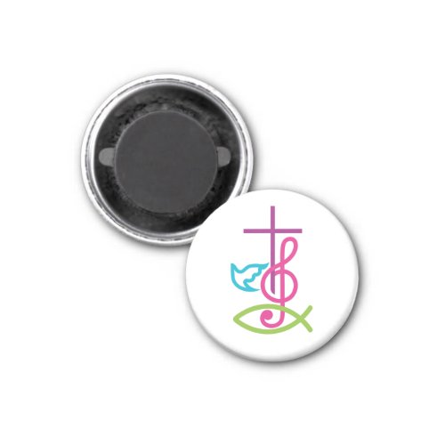 Colorful Christian Cross with Music Note  Fish Magnet