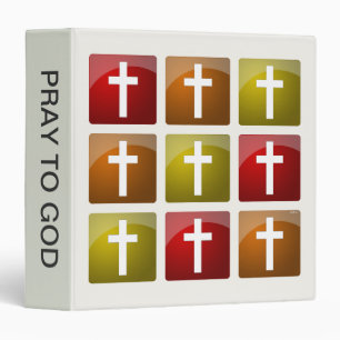 Colorful Christian Crosses 3 Ring Binder