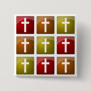 Colorful Christian Crosses Pinback Button