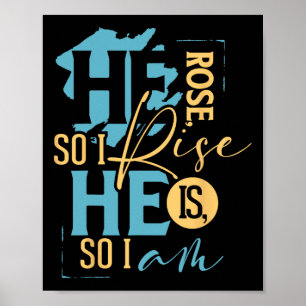 Colorful Christian Easter Resurrection He Rose Poster
