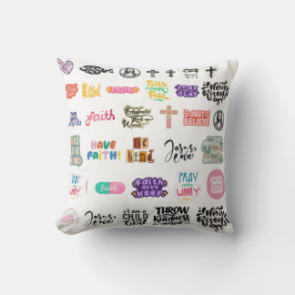 Colorful Christian Faith Quotes Collage Throw Pillow