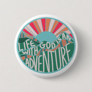 Colorful Christian Mountain Adventure Classic Rou Button