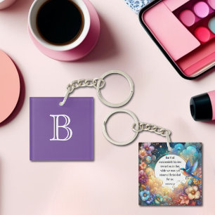 Colorful Christian Romans Bible Verse Monogram Keychain